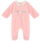 Baby Girls Pink Velour Babygrows (2 Pack), 1, hi-res